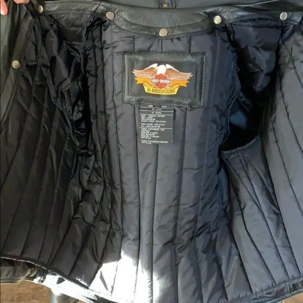 Harley-Davidson Men's Black Genuine Leather Biker Motorcycle Jacket Size Medium